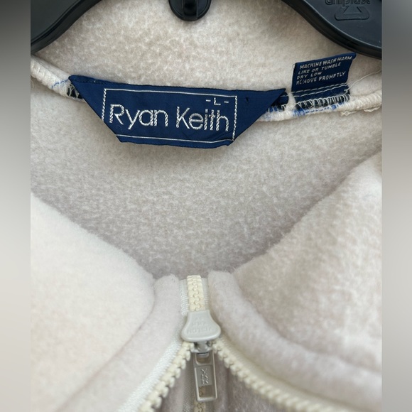 Vintage Ryan Keith 1980’s 1/4 Zip Blue/White Long Sleeve Large Fleece Pullover - Picture 3 of 4
